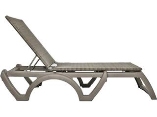 French Taupe with French Taupe Frame - Sold in 16 — Java Resin Wicker French Taupe Adjustable Outdoor Chaise Lounge in French Taupe