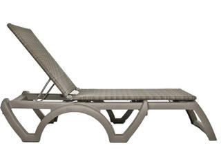 Grosfillex Java Resin Wicker French Taupe Adjustable Patio Chaise Lounge in French Taupe