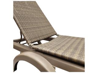 Grosfillex Java Resin Wicker French Taupe Adjustable Patio Chaise Lounge in French Taupe
