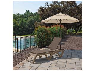 Grosfillex Java Resin Wicker French Taupe Adjustable Patio Chaise Lounge in French Taupe