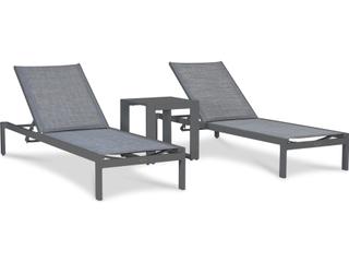 Harmonia Living Lift Aluminum Sling 3 Piece Chaise Outdoor Lounge Set