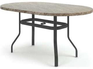 Homecrest Slate Aluminum Oval Outdoor Patio Counter Table with Umbrella Hole