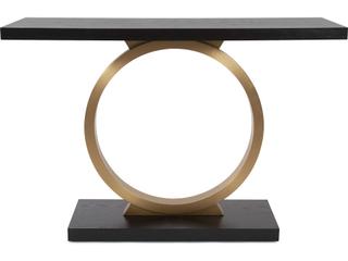 Howard Elliott Annular Rectangular Wood Black Gold Console Table