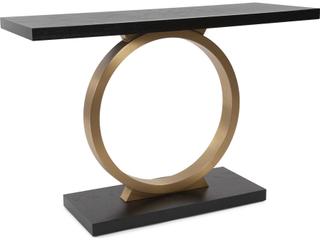 Howard Elliott Annular Rectangular Wood Black Gold Console Table