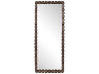 Howard Elliott Wooden Bobbin Stained Brown Rectangular Wall Mirror