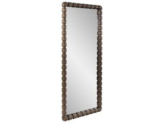 Howard Elliott Wooden Bobbin Stained Brown Rectangular Wall Mirror