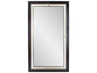Howard Elliott Bertoia Wood Grain Black Rectangular Wall Mirror