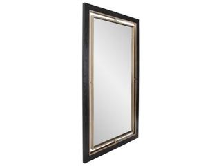 Howard Elliott Bertoia Wood Grain Black Rectangular Wall Mirror