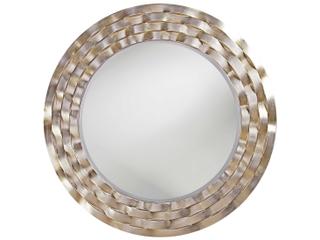 Howard Elliott Cartier Silver Leaf Round Wall Mirror
