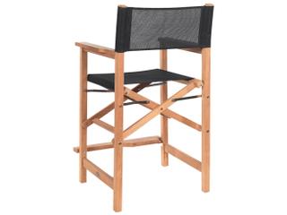 HiTeak Director Wood Black Teak Sling Counter Stool