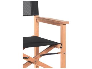 HiTeak Director Wood Black Teak Sling Counter Stool