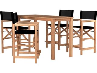 HiTeak Director Wood Black Teak Sling Counter Stool