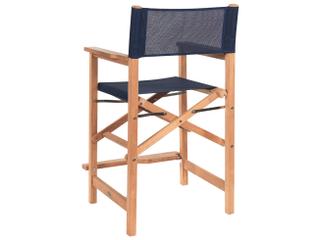 HiTeak Director Wood Blue Teak Sling Counter Stool