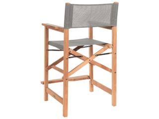 HiTeak Director Wood Taupe Teak Sling Counter Stool