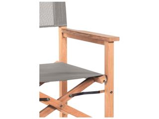 HiTeak Director Wood Taupe Teak Sling Counter Stool