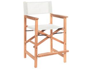 HiTeak Director Wood White Teak Sling Counter Stool