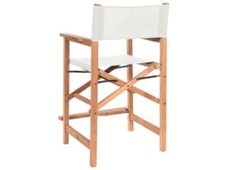 HiTeak Director Wood White Teak Sling Counter Stool