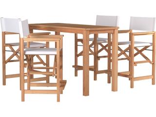 HiTeak Director Wood White Teak Sling Counter Stool
