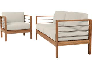 HiTeak Soho Wood Canvas Teak Cushion Lounge Chair