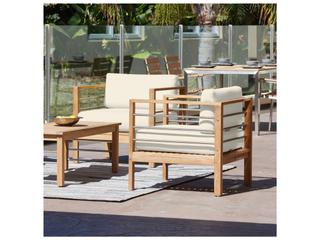 HiTeak Soho Wood Canvas Teak Cushion Lounge Chair