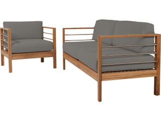 HiTeak Soho Wood Charcoal Teak Cushion Lounge Chair