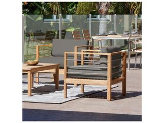 HiTeak Soho Wood Charcoal Teak Cushion Lounge Chair