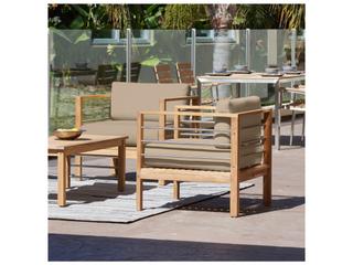 HiTeak Soho Wood Fawn Teak Cushion Lounge Chair