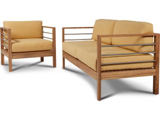 HiTeak Soho Dupione Cornsilk Teak Cushion Lounge Chair