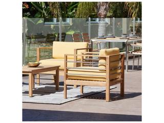HiTeak Soho Dupione Cornsilk Teak Cushion Lounge Chair