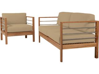 HiTeak Soho Wood Camel Teak Cushion Sofa