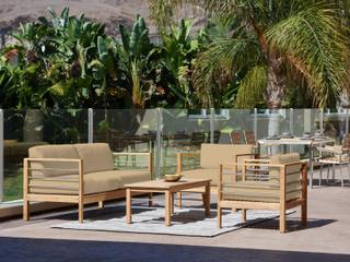 HiTeak Soho Wood Camel Teak Cushion Sofa
