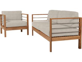 HiTeak Soho Wood Silver Teak Cushion Sofa