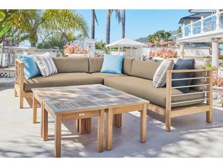HiTeak Soho Wood Fawn Teak Cushion Sofa