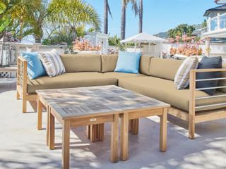 HiTeak Soho Wood Camel Teak Cushion Sofa