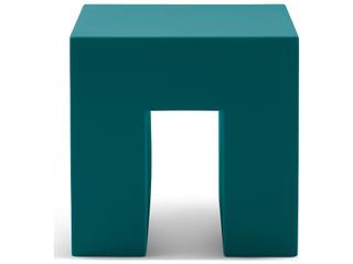 Heller Vignelli Cube Polyethylene Accent Table in Turquoise