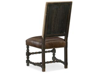 Hooker Furniture Hill Country Leather Hardwood Brown Upholstered Side Dining Chair