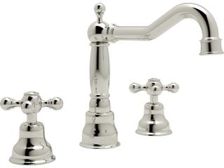 Arcana Widespread Column Spout Lavatory Faucet in Polished Nickel with Cross Handles