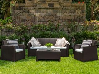 Hospitality Rattan Outdoor Plastique Chocolate 4 Piece Lounge Set
