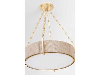 Hudson Valley Quebec 4-Light Gold Leaf Wood Candelabra Drum Chandelier