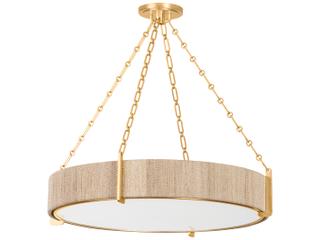Hudson Valley Quebec 6-Light Gold Leaf Wood Candelabra Drum Chandelier