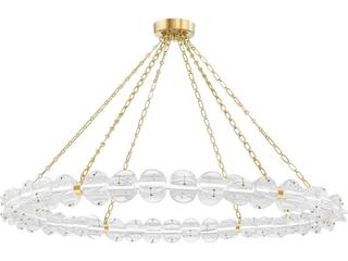 Hudson Valley Lindley 1-Light Aged Brass Etched Glass LED Chandelier