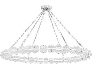 Lindley LED Ring Chandelier in Polished Nickel with Etched Glass