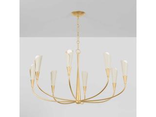 Hudson Valley Montrose 8-Light Vintage Gold Leaf Soft Sand Off White Candelabra Chandelier