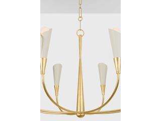 Hudson Valley Montrose 8-Light Vintage Gold Leaf Soft Sand Off White Candelabra Chandelier