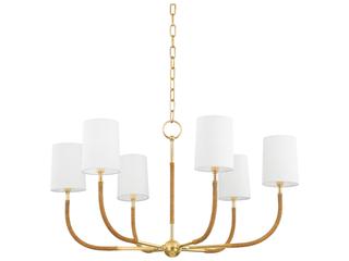 Hudson Valley Webson 6-Light Aged Brass Brown Cylinder Chandelier