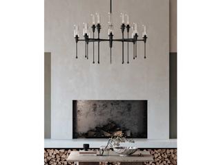 Hudson Valley Chisel 16-Light6-Light Black Iron Clear Glass Candelabra Chandelier