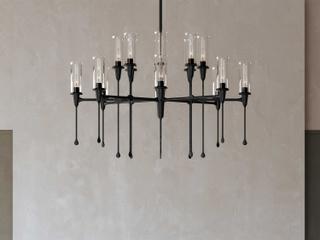 Hudson Valley Chisel 16-Light6-Light Black Iron Clear Glass Candelabra Chandelier