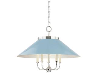 Hudson Valley Clivedon 5-Light Polished Nickel Blue Candelabra Chandelier