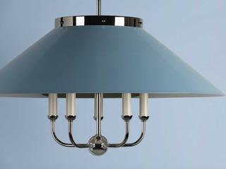 Hudson Valley Clivedon 5-Light Polished Nickel Blue Candelabra Chandelier