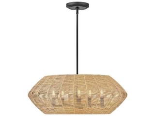 Hinkley Luca 5-Light Black Camel Rattan Candelabra Chandelier